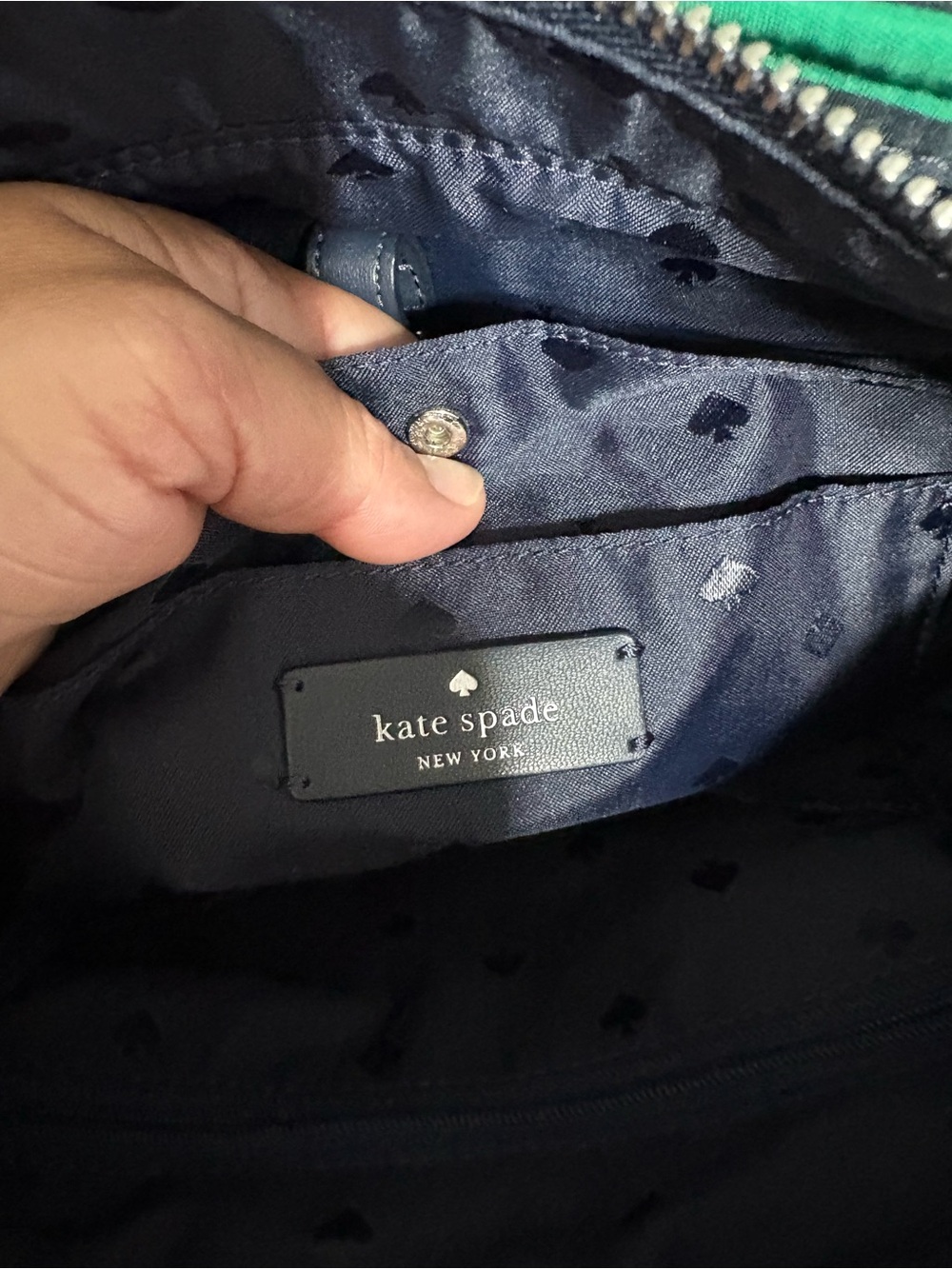 kate spade Green and Black Horizontal Stripe Tote - Picture 5 of 11